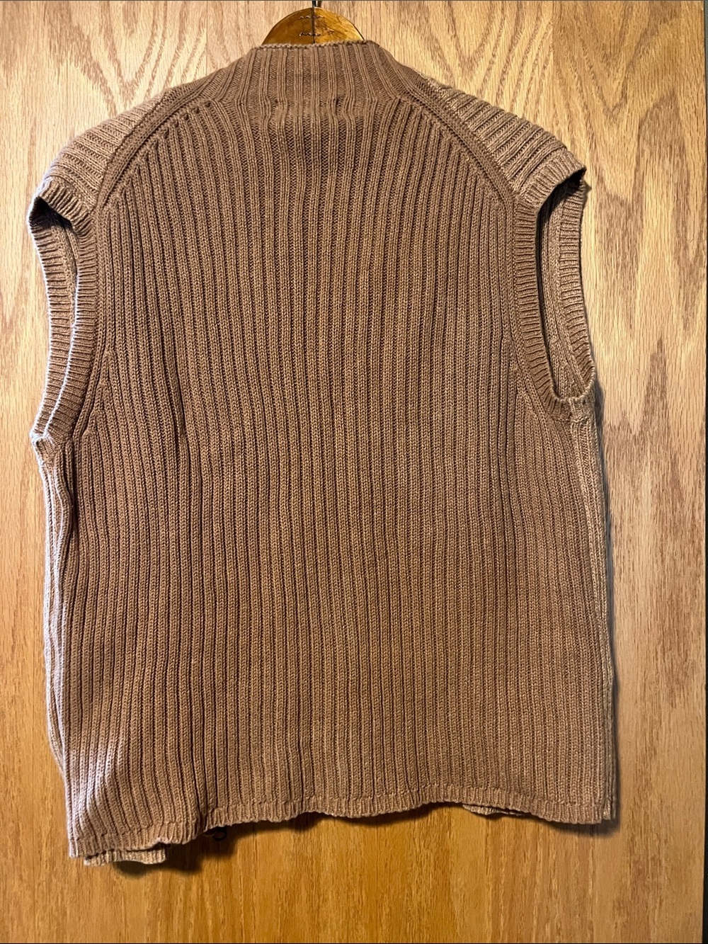 Woolrich Brown Ribbed Zip-Front Sweater Vest with Teal Floral Trim - Picture 7 of 7